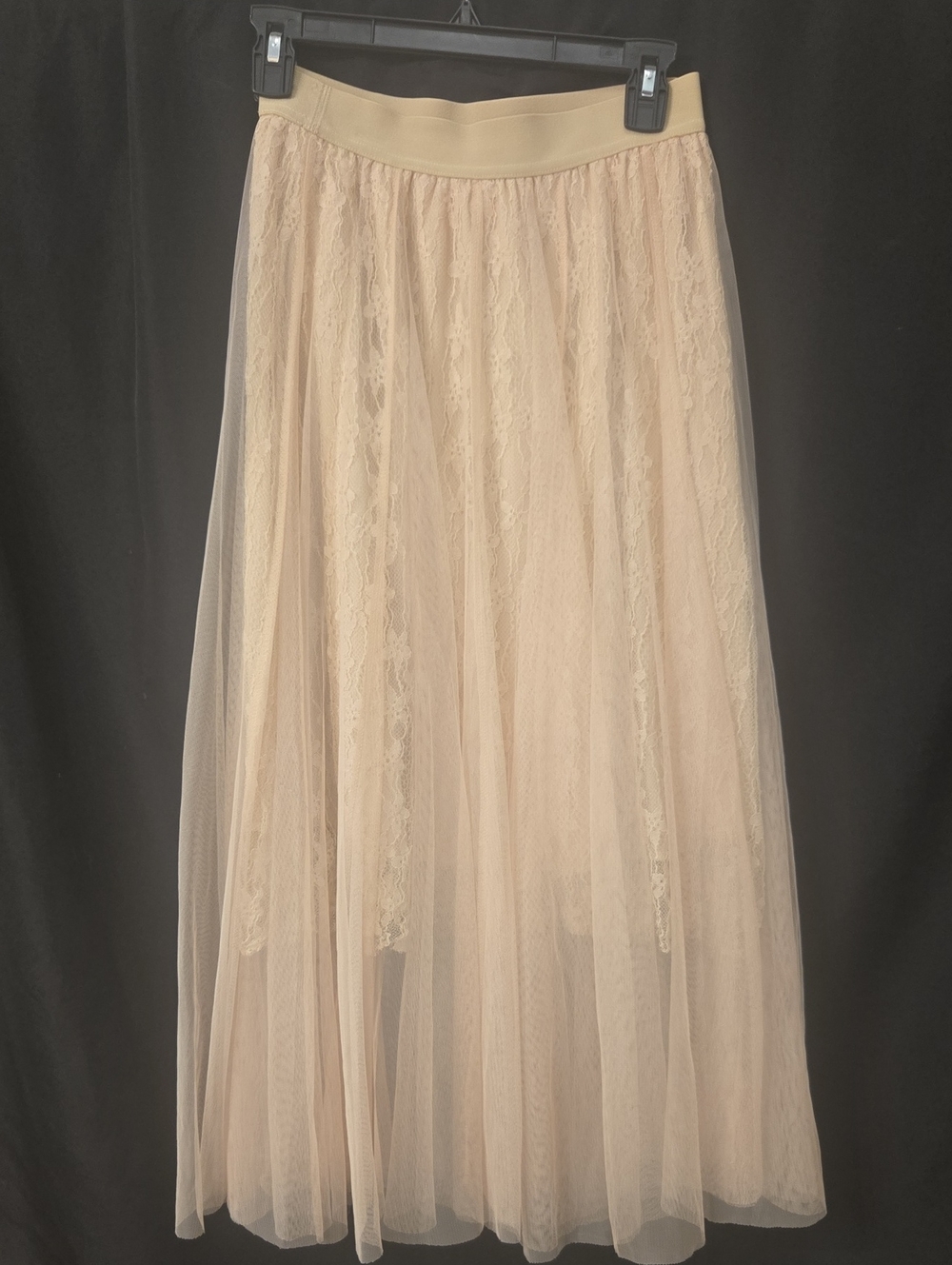 Ninexis Ivory Lace Tulle Maxi Skirt One Size Romantic Boho Balletcore
